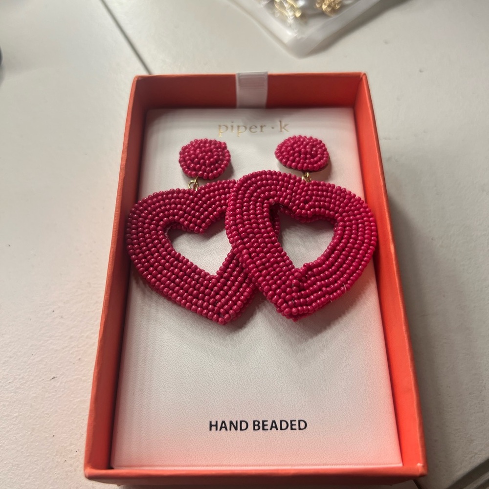 Beaded heart earrings